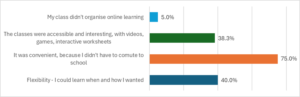 Fig. 3. The advantages of online school, students' perspective (n=60)